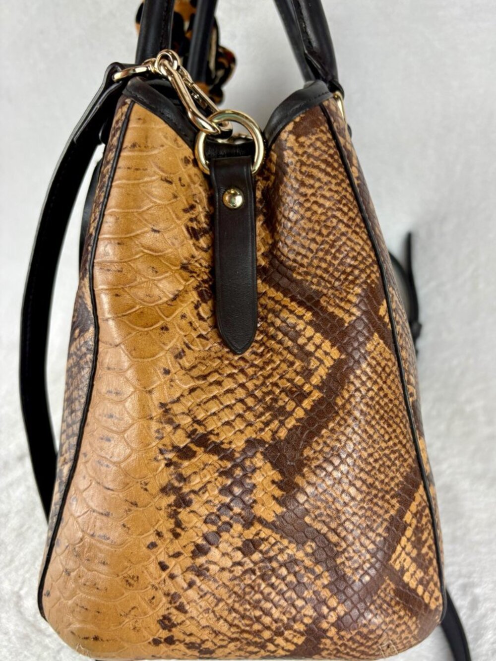 Coach Small Margot Python Embossed Leather Carryall Satchel - Picture 2 of 16
